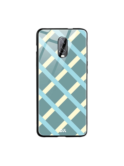 

DailyObjects Teal Blue & White Diagonal Checks OnePlus 6T Glass Case