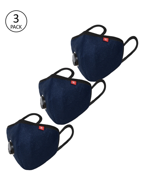 

SWISS MILITARY Unisex Pack Of 3 Navy Blue 3-Ply Protective Outdoor Mask