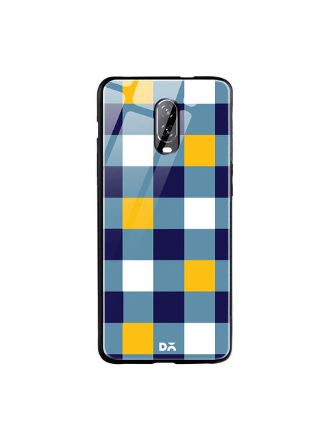 

DailyObjects Blue & White Quartet Checks 1 OnePlus 6T Glass Case