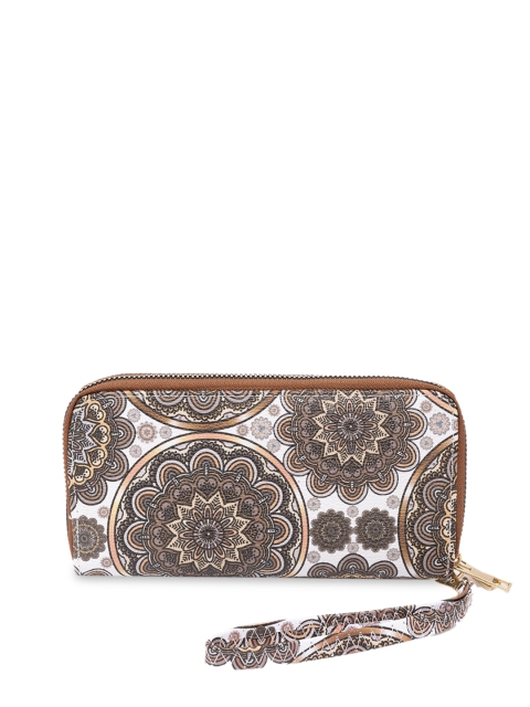 

Satchel Bags Women Brown & White Printed Zip Around Wallet