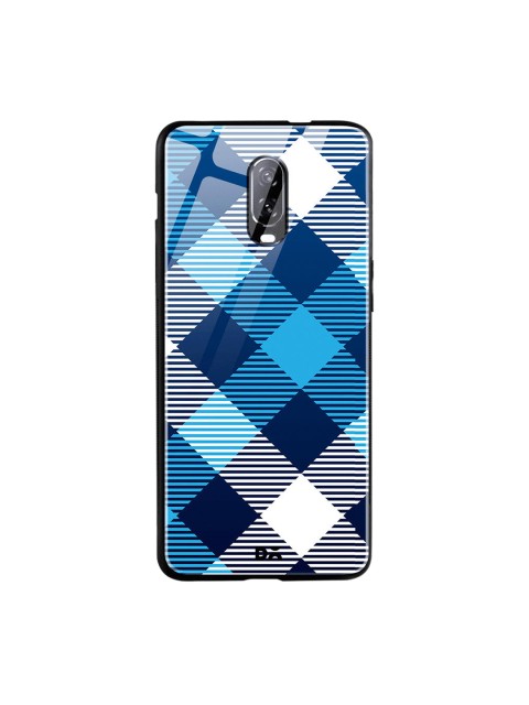 

DailyObjects Blue & White Medium Static Nightfall Checks OnePlus 6T Glass Case