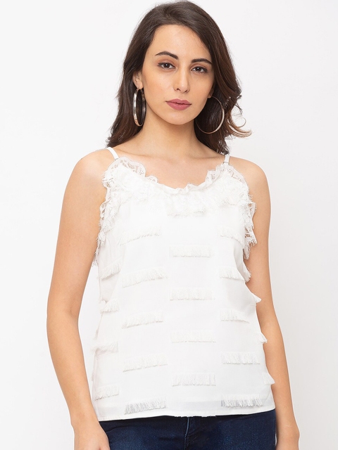 

Globus Women White Self Design Pure Cotton Top