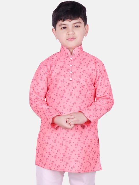 

SG YUVRAJ Boys Pink Printed Straight Kurta