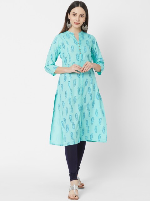 

Vedic Women Blue Printed A-Line Kurta