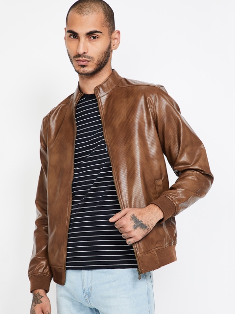 Bossini Men Tan Brown Solid Bomber