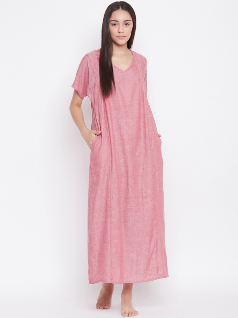 

The Kaftan Company Pink Solid Nightdress
