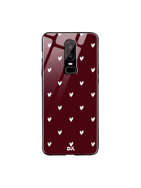 

DailyObjects Maroon & White Bundle Heart OnePlus 6 Glass Case