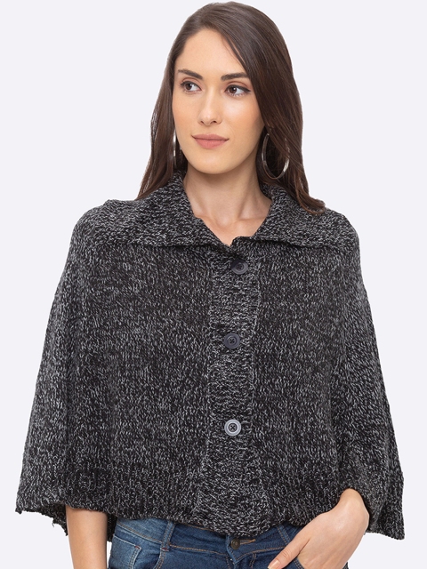 

Globus Women Black Solid Button Shrug