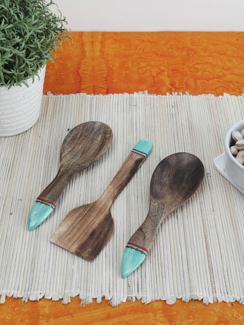 

VarEesha Brown & Blue 3-Pieces Printed Wood Spoon Set