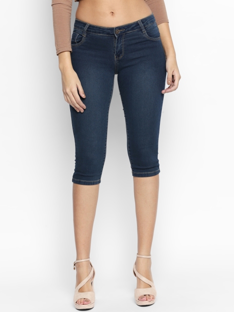 

fungus Women Blue Solid Slim Fit Denim Capris