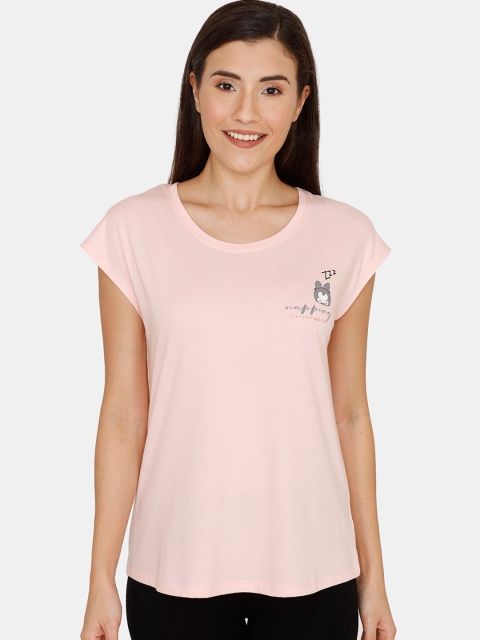 

Zivame Women Pink Solid Round Neck Lounge T-shirt