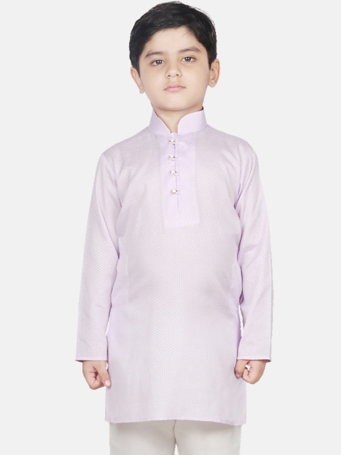 

SG YUVRAJ Boys Lavender Woven Design Straight Kurta
