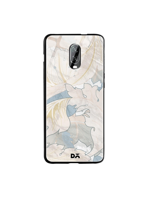 

DailyObjects Beige & Grey Marble Leaves OnePlus 6T Glass Case
