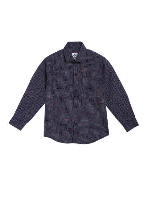 

Kidling Boys Navy Blue & Red Regular Fit Printed Casual Shirt