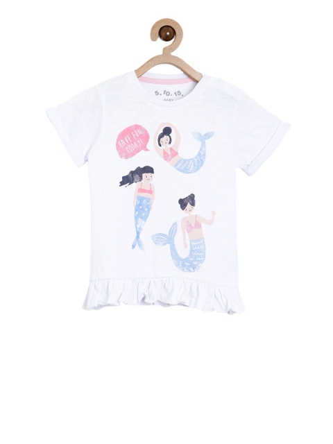 

5.10.15 Girls Off-White Printed Round Neck T-shirt