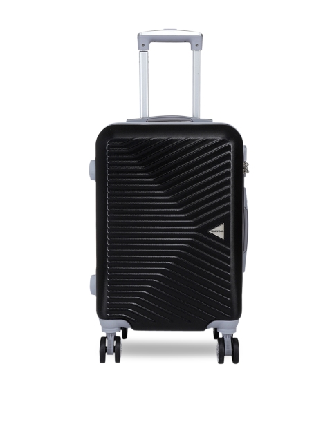 

Teakwood Leathers Unisex Black Textured Hard-Sided Cabin Trolley Suitcase