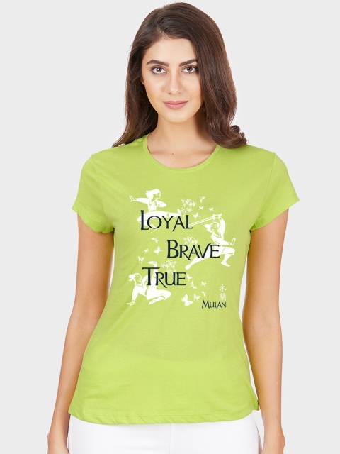 Free Authority Women Green Printed Round Neck T-shirt