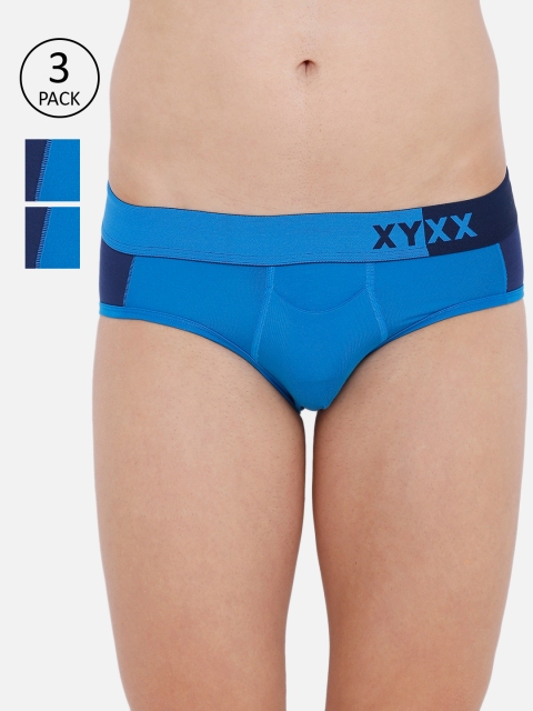 

XYXX Men Pack of 3 Colourblocked Ultra Soft Antimicrobial Basic Briefs XYBRF3PCKN268, Blue