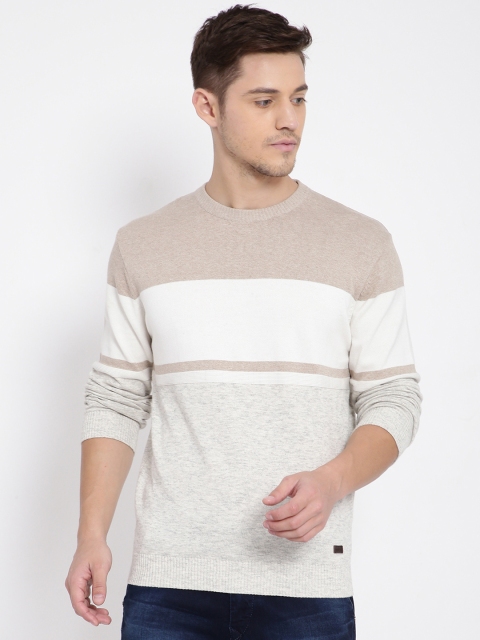 

t-base Men Grey Colourblocked Pullover Sweater