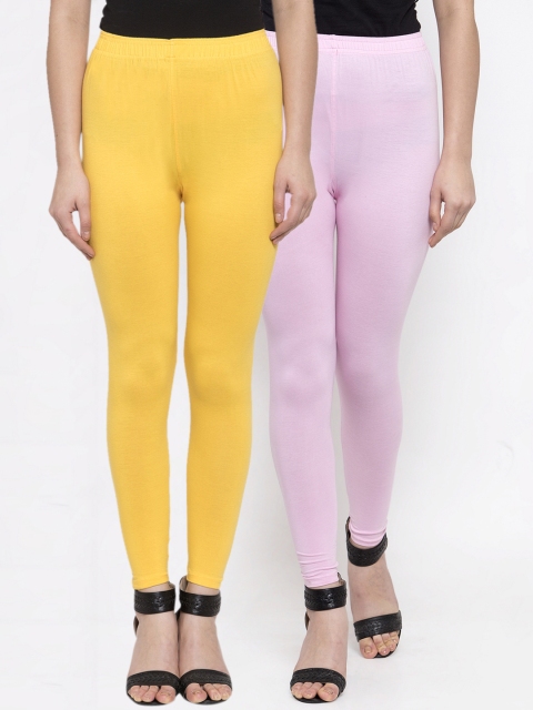 

TAG 7 Women Pack Of 2 Solid Ankle-Length Leggings, Pink