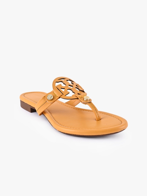 

BuckleUp Women Tan Brown Solid Open Toe Flats