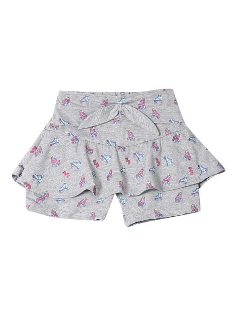 

Cherokee Girls Grey & Pink Printed Flared Knee Length Skort