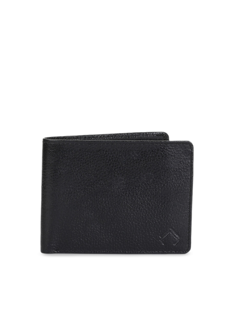 

ALLY CARTER Men Black Solid Leather Two Fold Wallet
