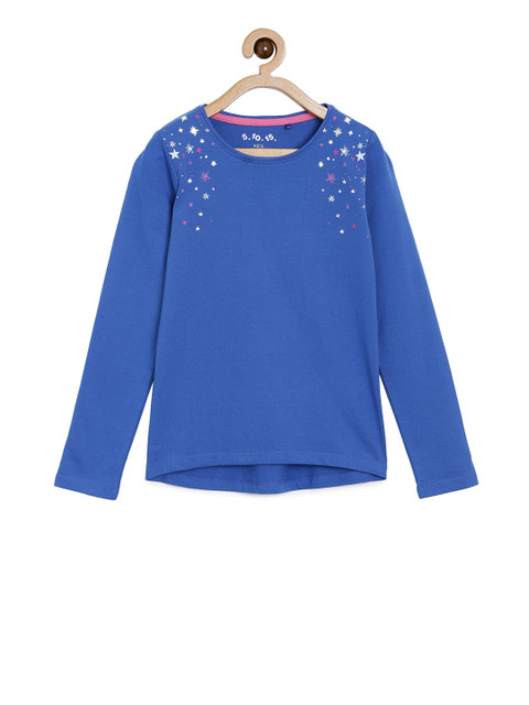 

5.10.15 Girls Blue & White Printed Round Neck T-shirt