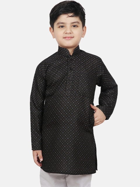 

SG YUVRAJ Boys Black Woven Design Straight Kurta