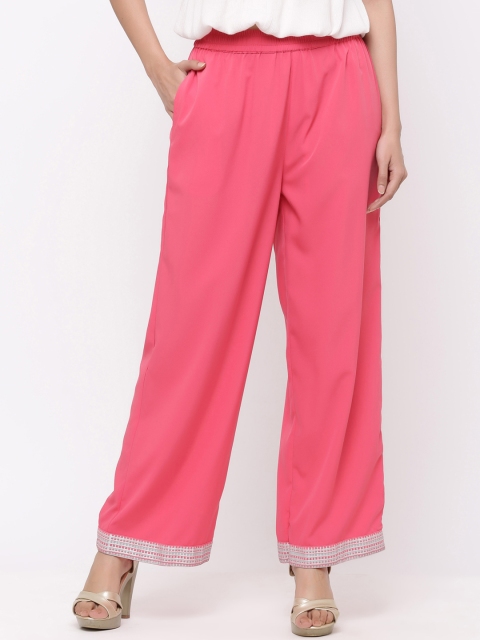 

Juniper Women Coral Solid Wide Leg Palazzos