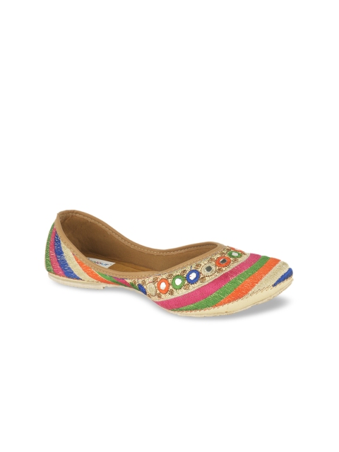 

DESI COLOUR Women Multicoloured Embellished Mojaris, Multi