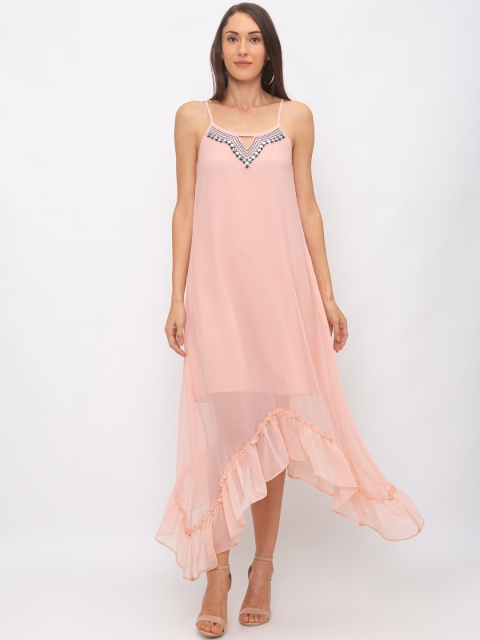 

Globus Women Peach-Coloured Solid Maxi Dress
