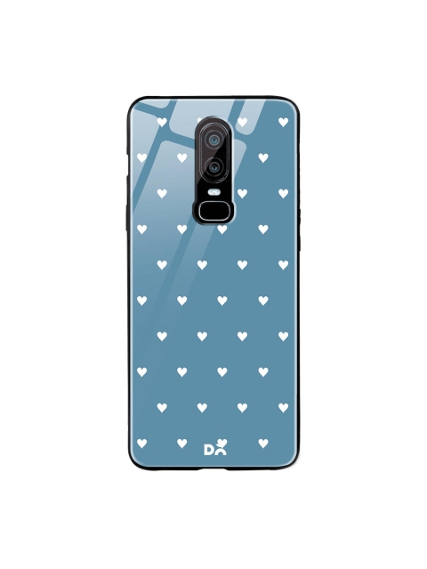 

DailyObjects Blue & White Blueberry Hearts OnePlus 6 Glass Case