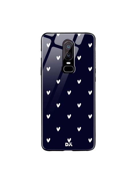 

DailyObjects Navy Blue & White Bundle Heart Navy OnePlus 6 Glass Case