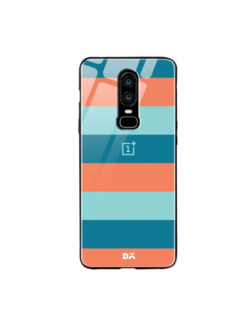 

DailyObjects Teal Blue & Orange Sumer Lines OnePlus 6 Glass Case