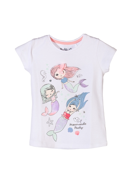 

5.10.15 Girls White Printed Round Neck T-shirt