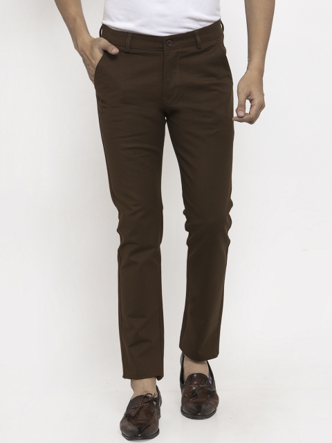 

Rodamo Men Brown Slim Fit Solid Regular Trousers