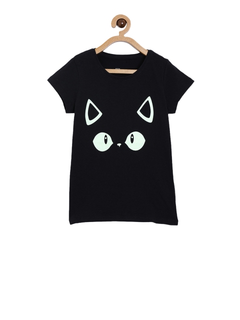 

5.10.15 Girls Navy Blue Printed Round Neck T-shirt