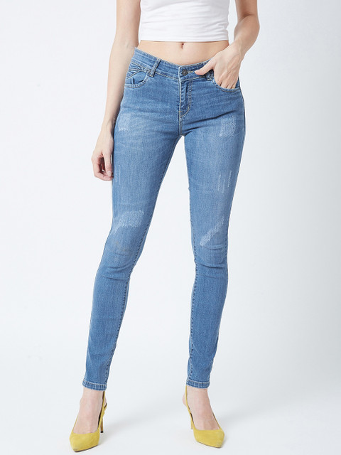 

Devis Women Blue Skinny Fit Mid-Rise Low Distress Stretchable Jeans