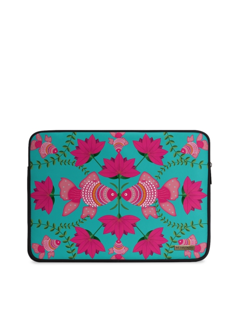 

DailyObjects Unisex Green & Pink Floral Printed Laptop Sleeve