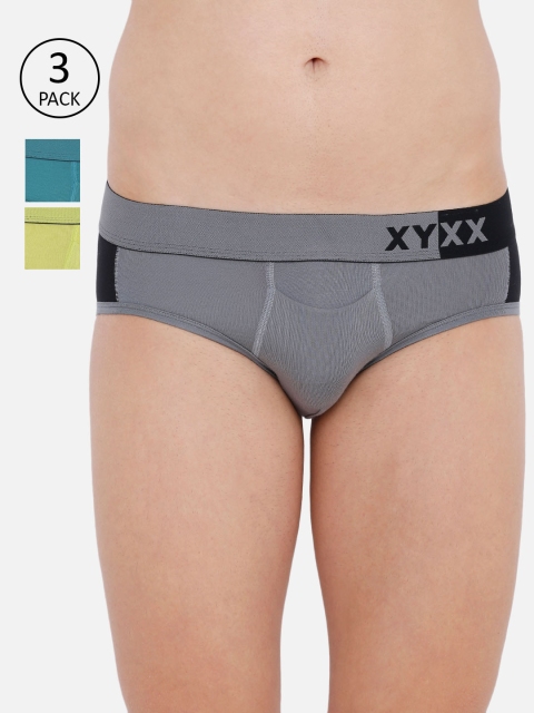 

XYXX Men Pack Of 3 Colourblocked Ultra-Soft Antimicrobial Basic Briefs XYBRF3PCKN259, Black