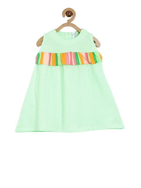 

5.10.15 Girls Green & Yellow Colourblocked A-Line Dress