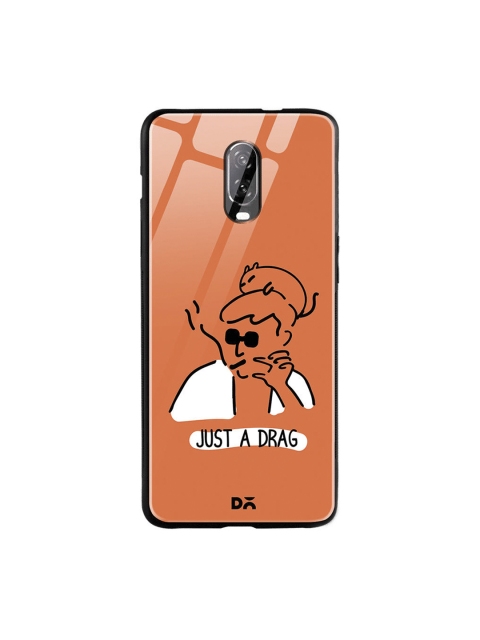 

DailyObjects Orange & White Just A Drag OnePlus 6T Glass Case