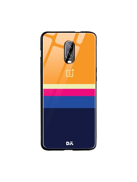

DailyObjects Orange & Blue Striped OnePlus 6T Glass Cover