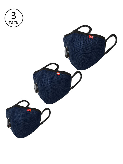 

SWISS MILITARY Unisex 5 Pcs Navy Blue 3-Ply Valved Anti-Bacterial Protective Outdoor Masks