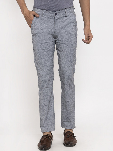 

Rodamo Men Grey Slim Fit Solid Regular Trousers