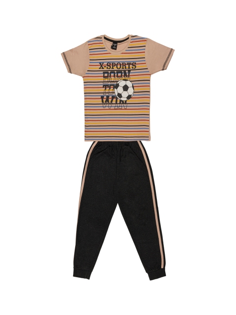 

Todd N Teen Boys Brown & Black Striped T-shirt with Pyjamas