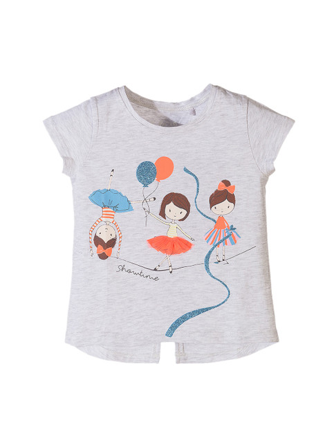 

5.10.15 Girls Grey & Blue Printed Round Neck T-shirt