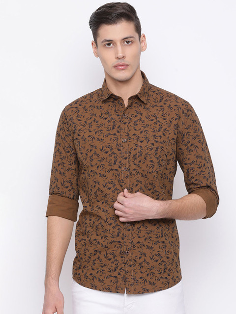 

Richlook Men Coffee Brown Slim Fit Printed Casual Shirt