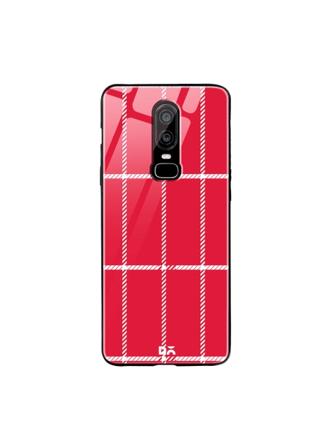 

DailyObjects Red & White Rose Rope Checks OnePlus 6 Glass Case